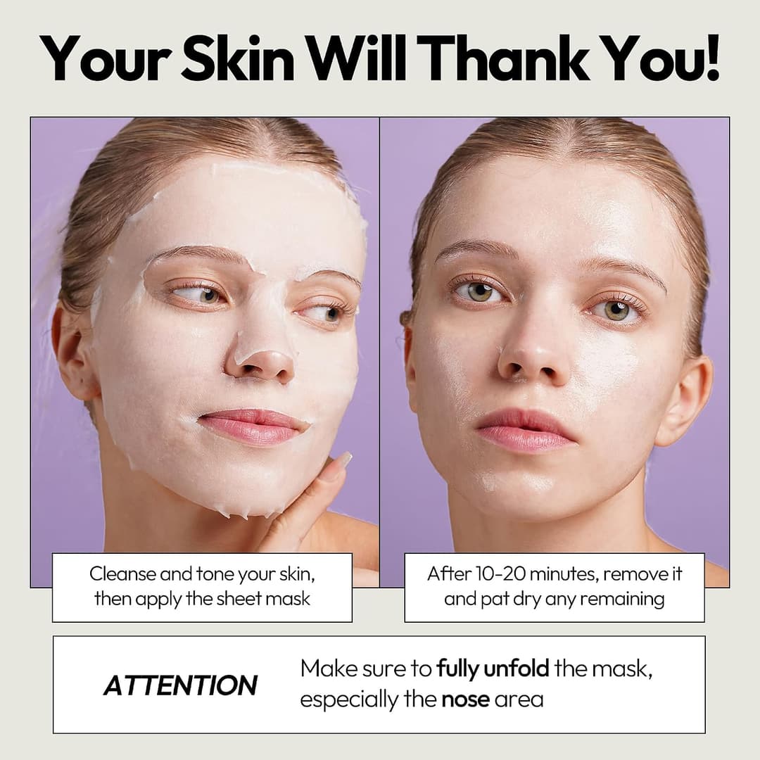 LAPCOS K Beauty Collagen Sheet Mask - Skin Firming Face Mask (Pack of 5)