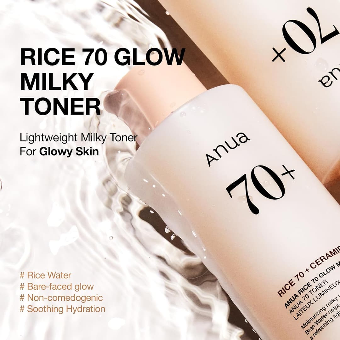 Anua Rice 70 Glow Milky Toner, Non Comedogenic, Korean Skincare, 8.45 fl oz